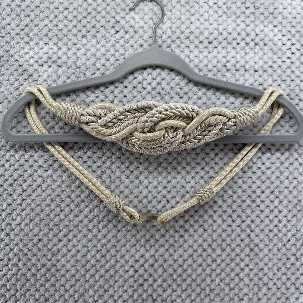 Saks Fifth Avenue Belt Womens Cream Gold Rope Knotted Coquette Feminine